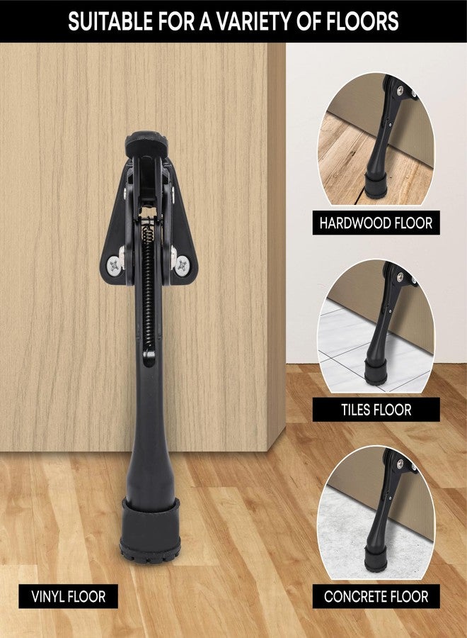 LAPO Kickdown Door Stopper with Adjustable Height (13.8cm) | Heavy Duty Design |Rubber Non-Slip Tip | Prevents Scratches | Easy to Use on Wood and Metal Doors - Black Finish - Image 3
